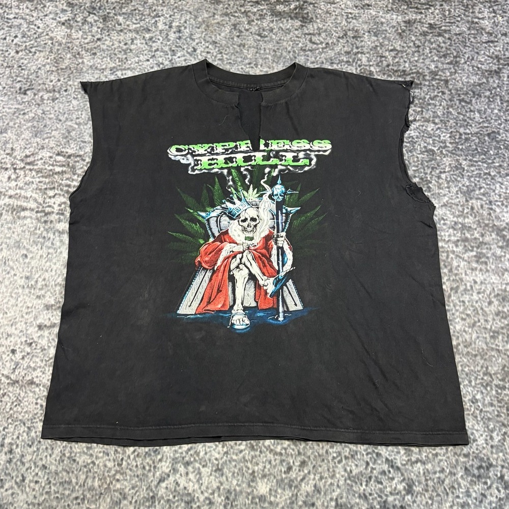 Vintage 90s Cypress Hill Shirt Cut Off Mens XL Black 90s Graphic Rap Tee